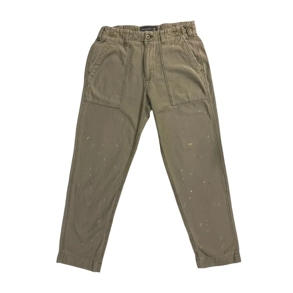 Abercrombie & Fitch Women's Pants Size 30 Olive Green Utility Paint Splatter 30L